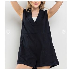Boho Solid V-Neck Sleeveless Romper